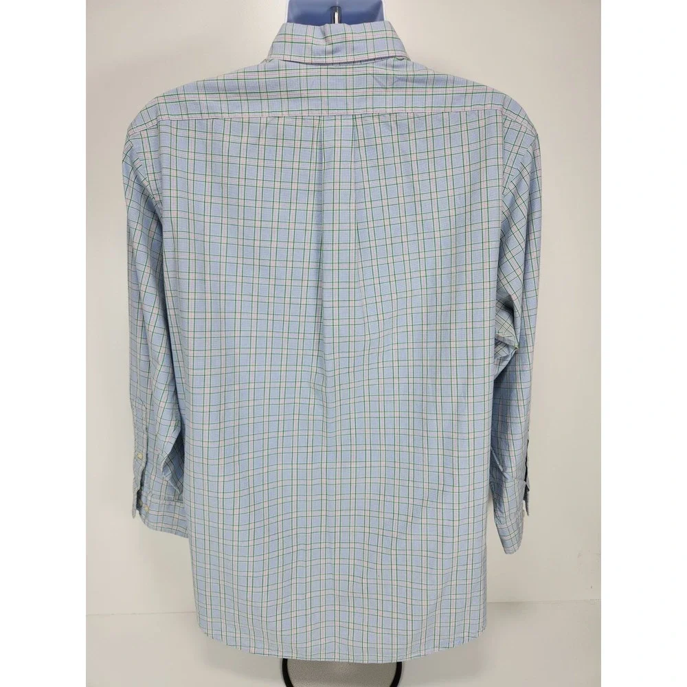 Ralph Lauren Polo Shirt Mens 17 - 32/33 Classic Fit Blue Green PInk‎ Pony Check